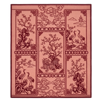 Crimson Panel Illustration Hand Tufted Wool Rug 