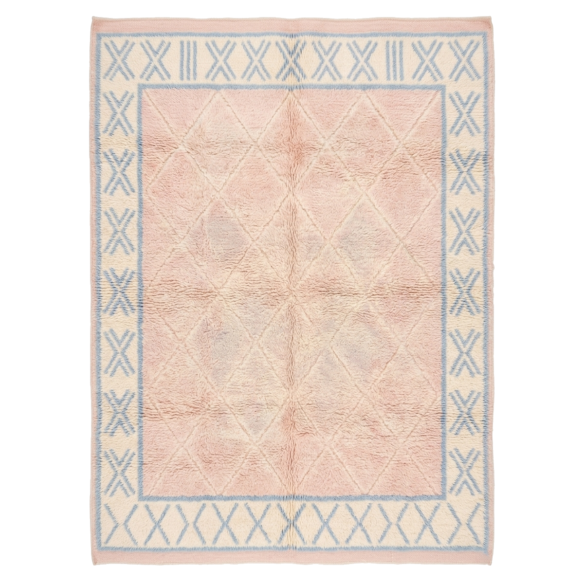 Cross Stitch Pattern Cream Moroccan Shag Rug 