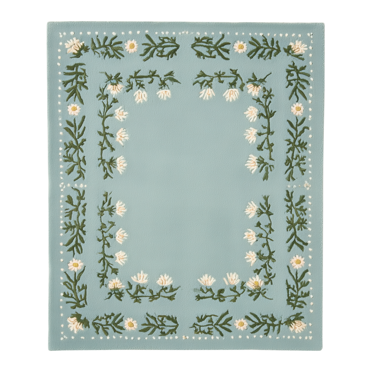 Daisy Floral Frame Hand Tufted Wool Rug