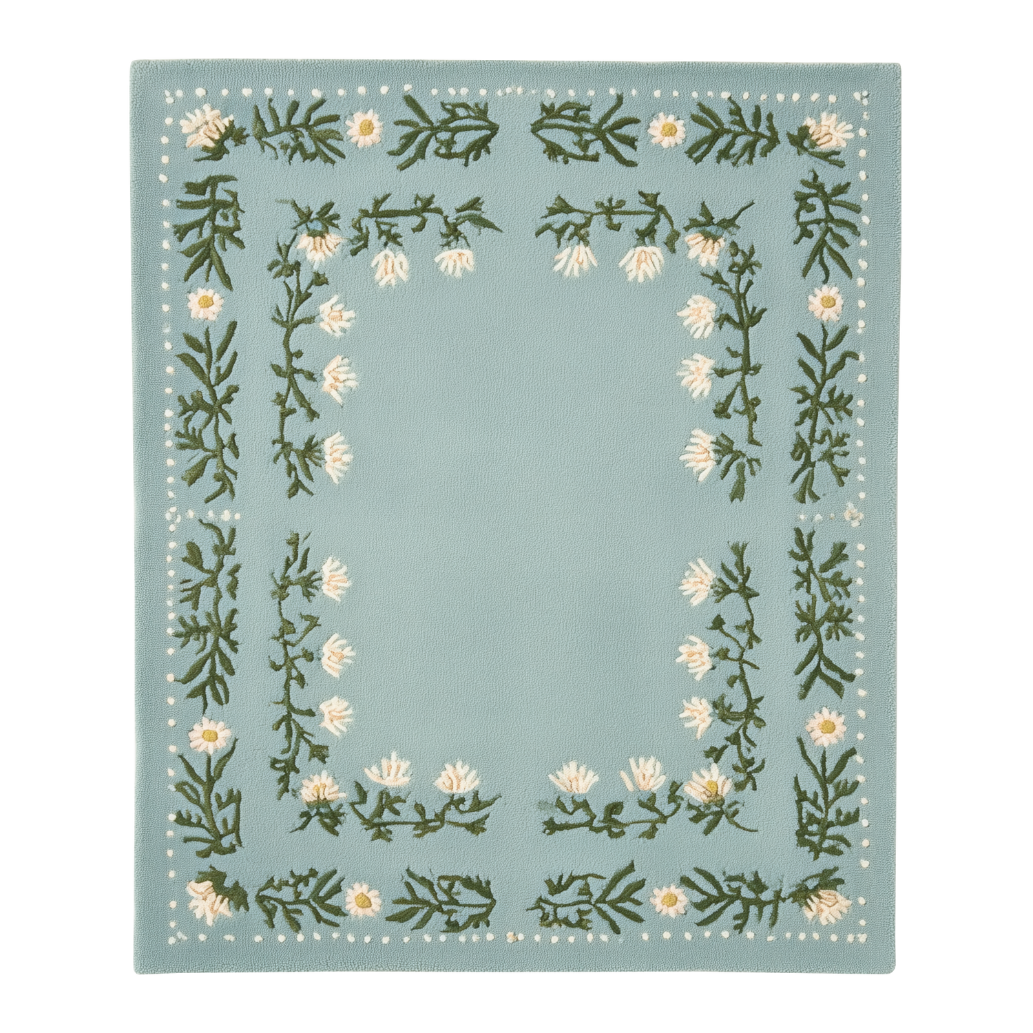 Daisy Floral Frame Hand Tufted Wool Rug