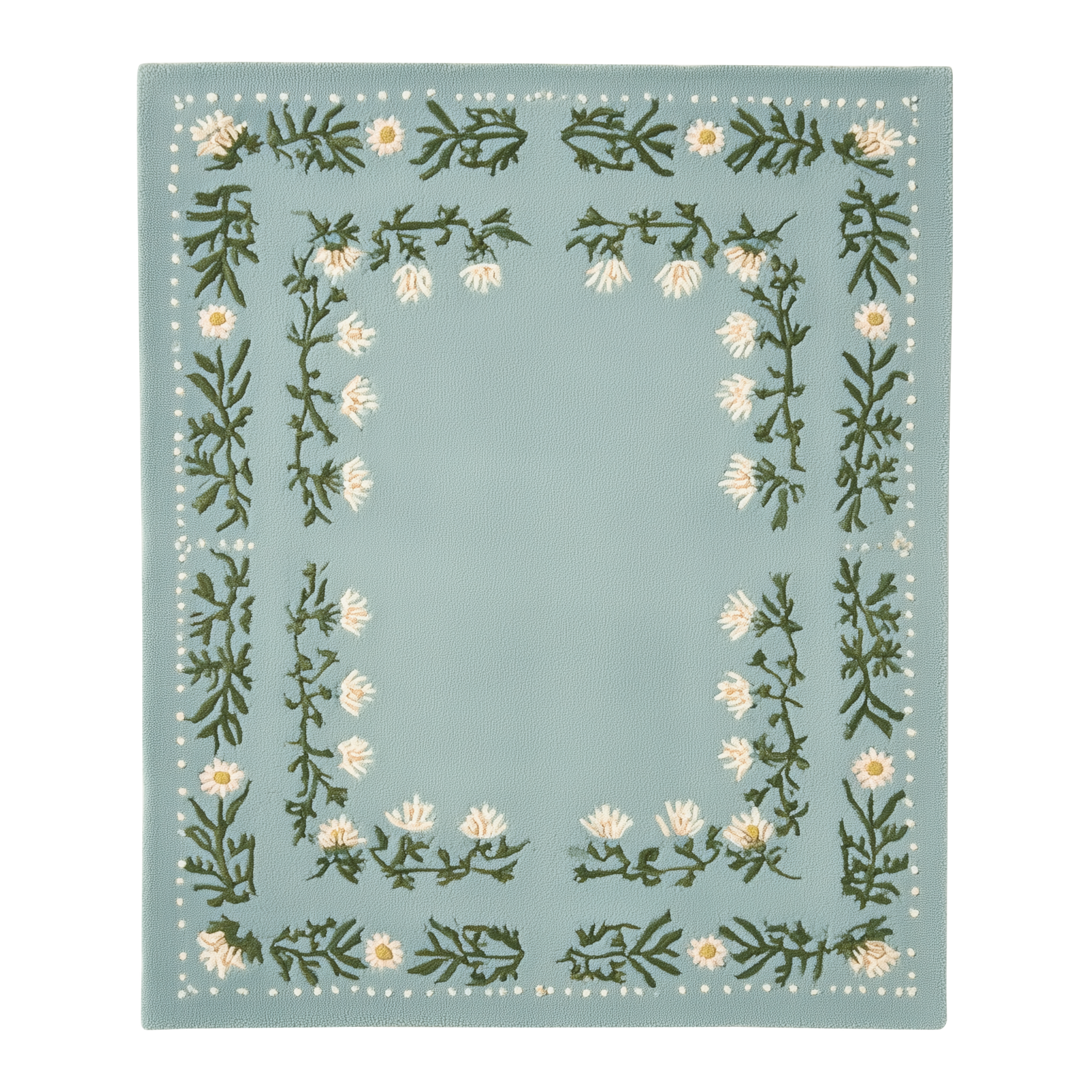 Daisy Floral Frame Hand Tufted Wool Rug