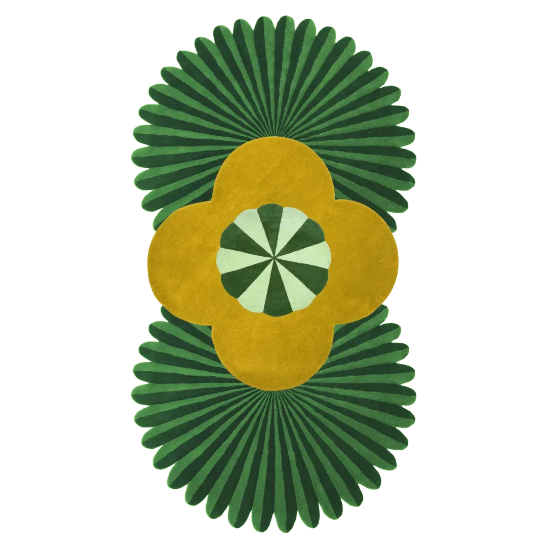 Daisy within Daisy Pleated Hand Tufted Wool Rug Runner - Yellow