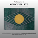  Dark Teal Gold Circle Geometric Hand Tufted Rug