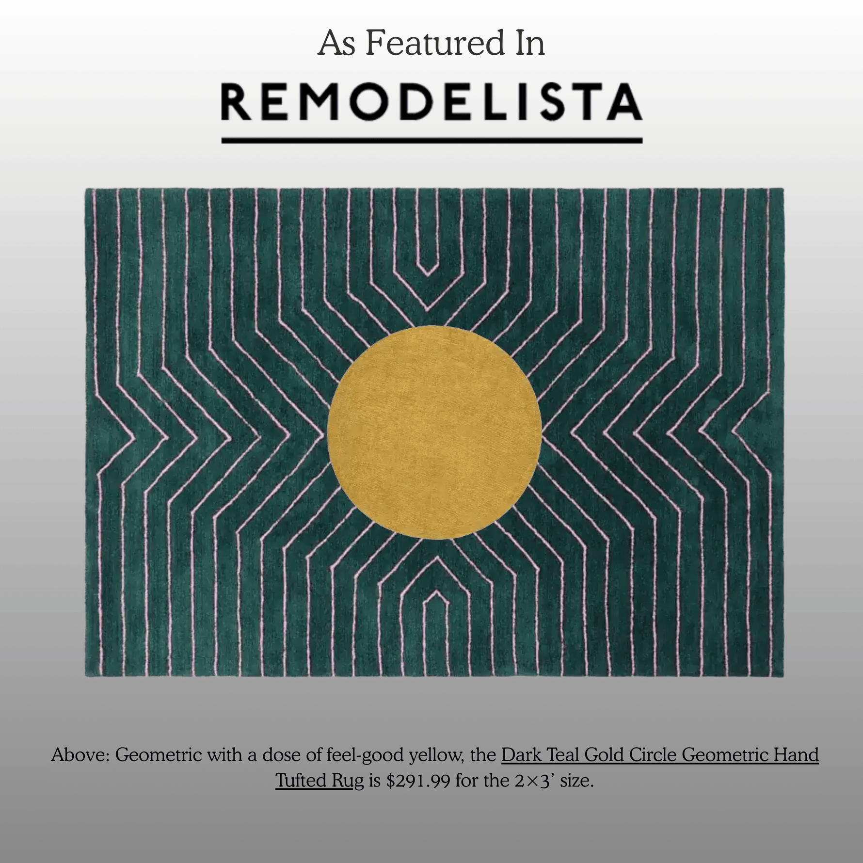  Dark Teal Gold Circle Geometric Hand Tufted Rug