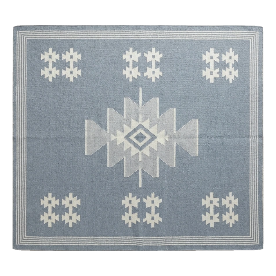 Denim Sky Nomad Flatweave Cotton Dhurrie Rug - alternate view