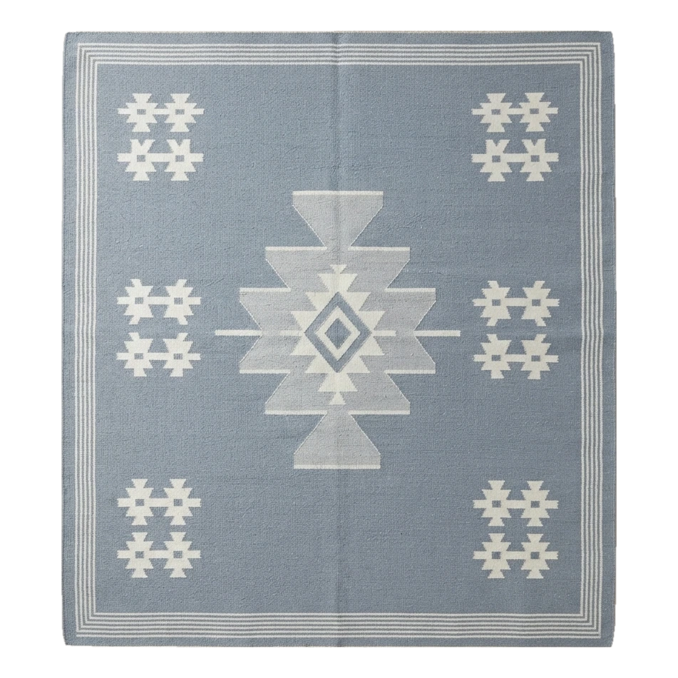 Denim Sky Nomad Flatweave Cotton Dhurrie Rug