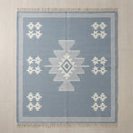 Denim Sky Nomad Flatweave Cotton Dhurrie Rug - studio photo