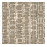 Patterned rug with geometric design on a plain background