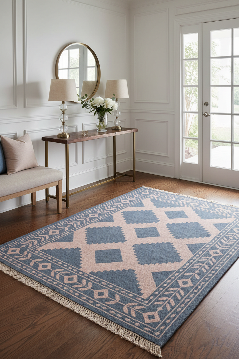 Desert Lattice Hand Knotted Rug