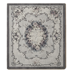 Dove Gray Aubusson Wreath Hand Tufted Wool Rug