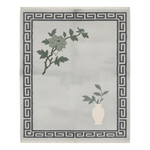 Dove Gray Peony Hand Knotted Rug