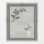 Dove Gray Peony Hand Knotted Rug - studio photo