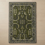 Emerald Peacock Parterre Hand Tufted Wool Rug - studio photo