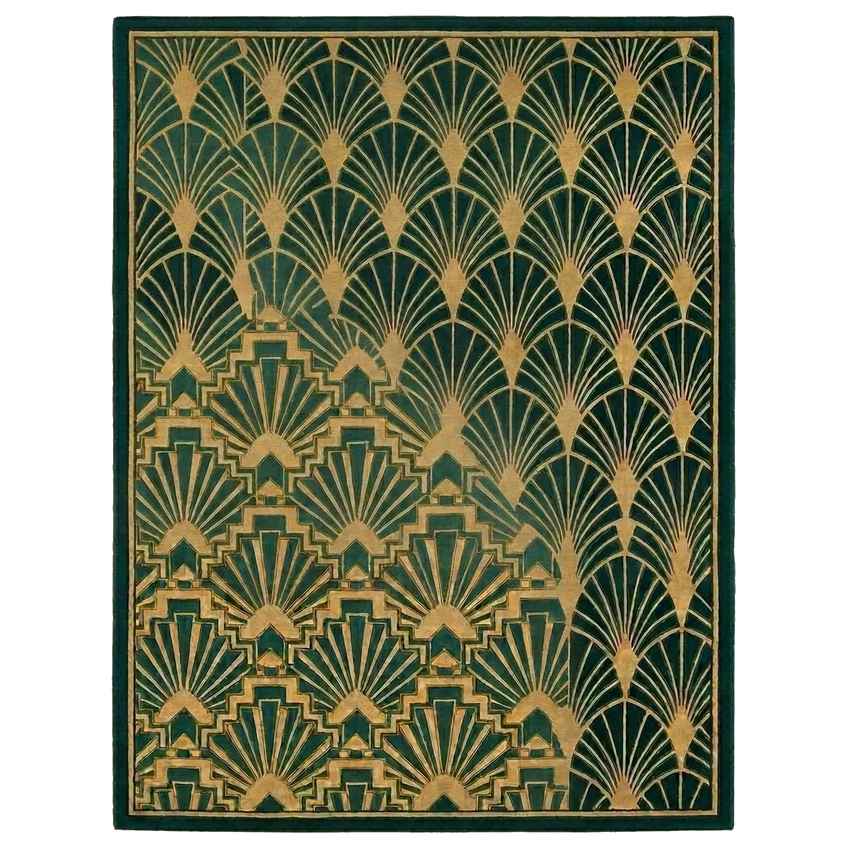 Emerald Gilded Deco Hand Tufted Viscose Rug 