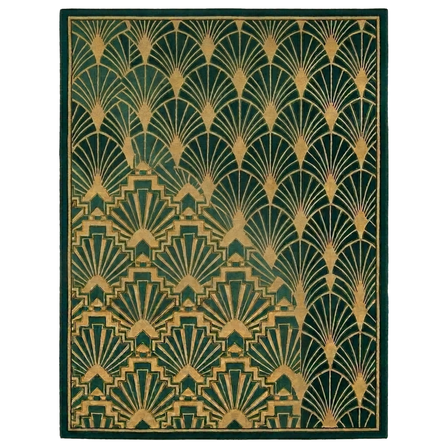 Emerald Gilded Deco Hand Tufted Viscose Rug 