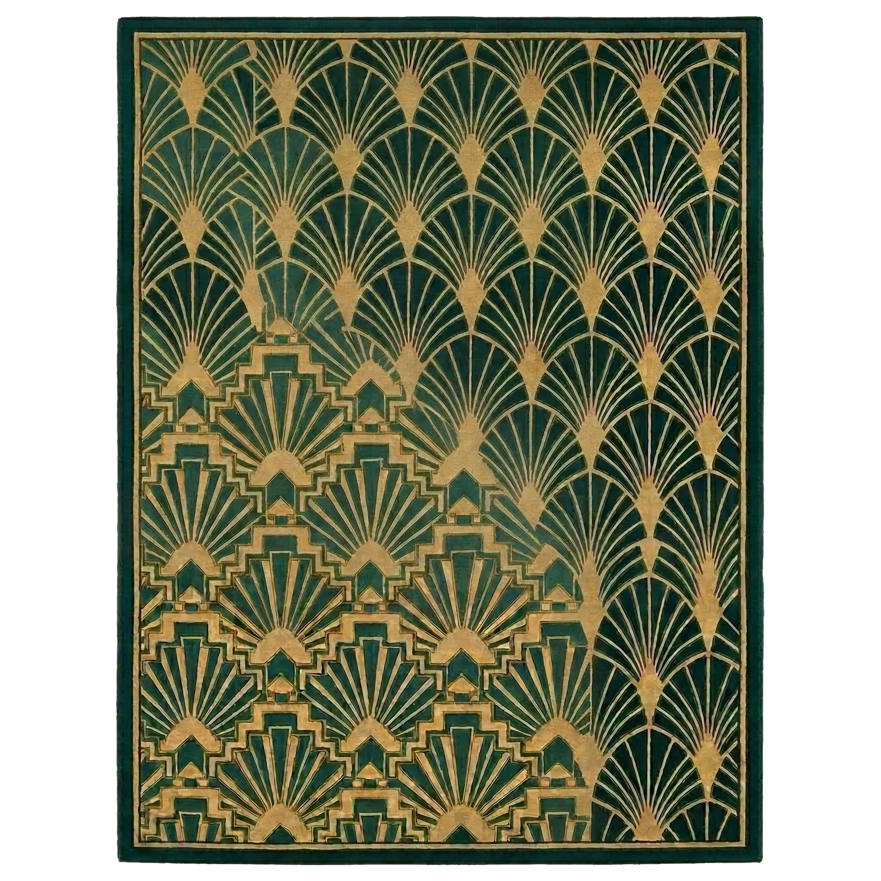 Emerald Gilded Deco Hand Tufted Viscose Rug 