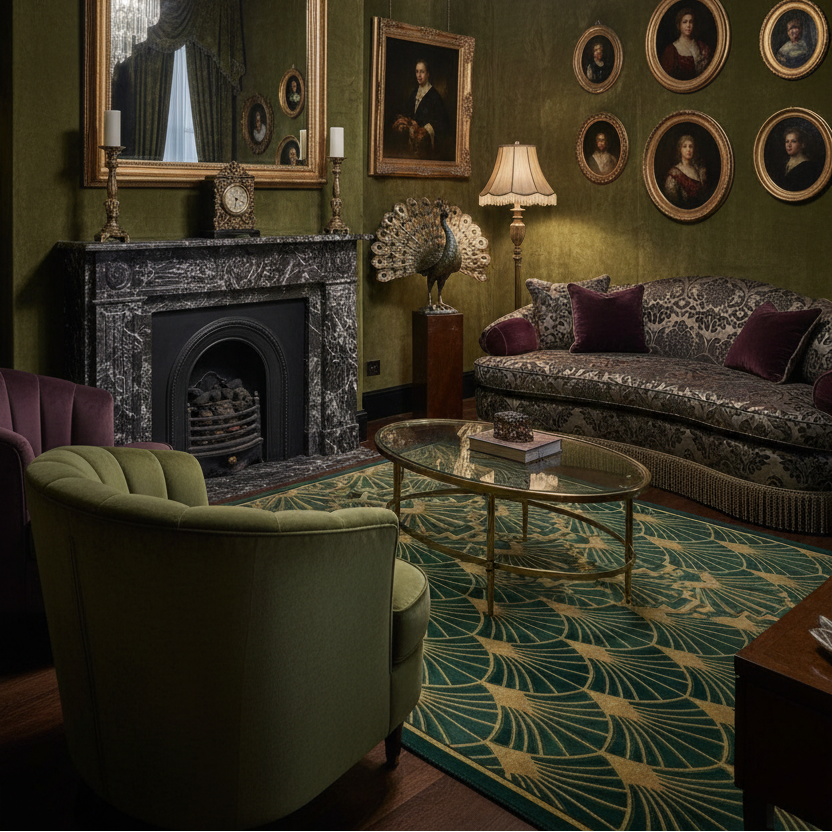 Emerald Gilded Deco Hand Tufted Viscose Rug