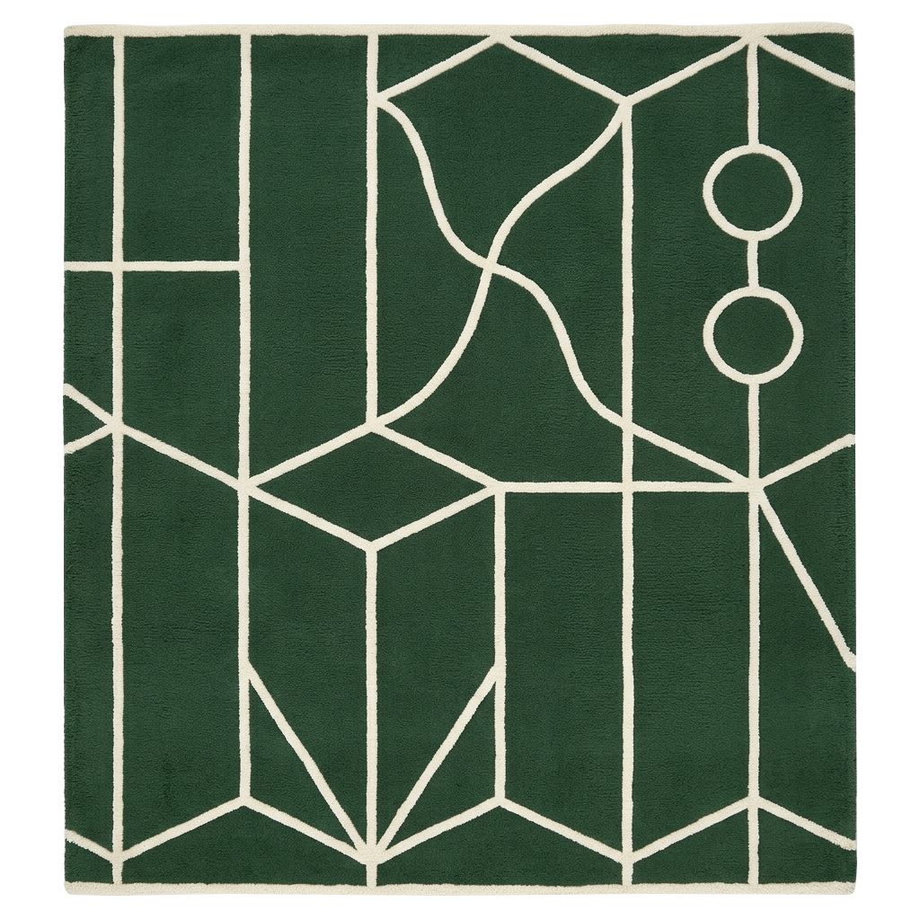 Emerald Path Mosaic Square Hand Tufted Wool Rug