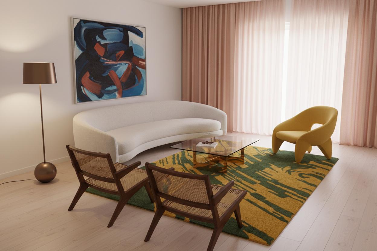 Emerald Woven Serenity Hand Tufted Wool Rug