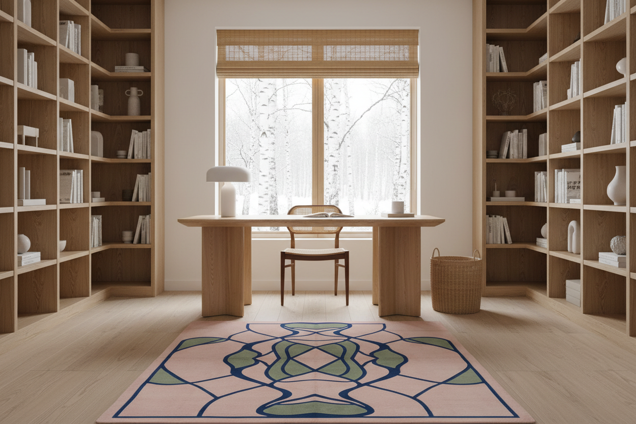 Emerald Wave Mirage Square Hand Tufted Wool Rug