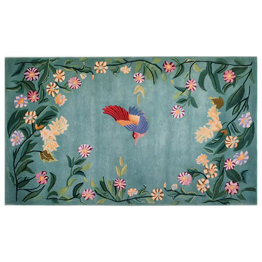 Enchanted Floral Flight Knotted Wool Rug