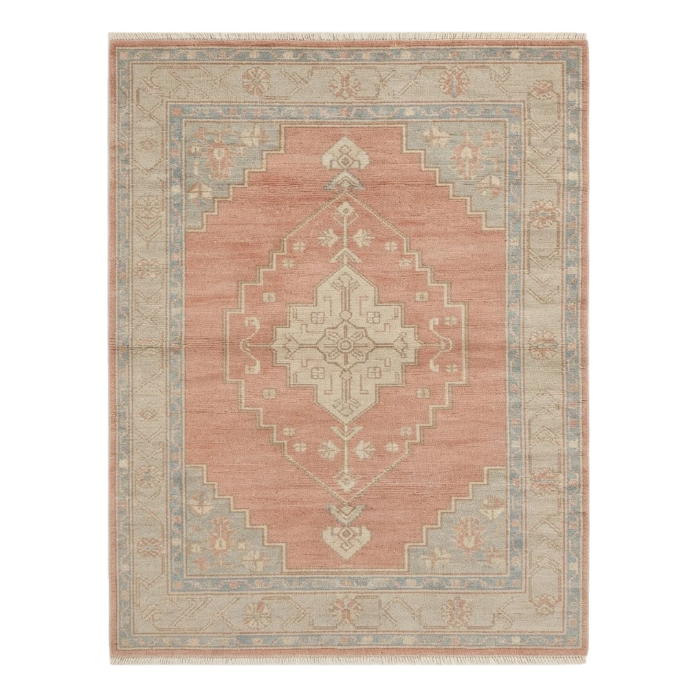 Faded Coral Anatolia Hand Knotted Rug - alternate view
