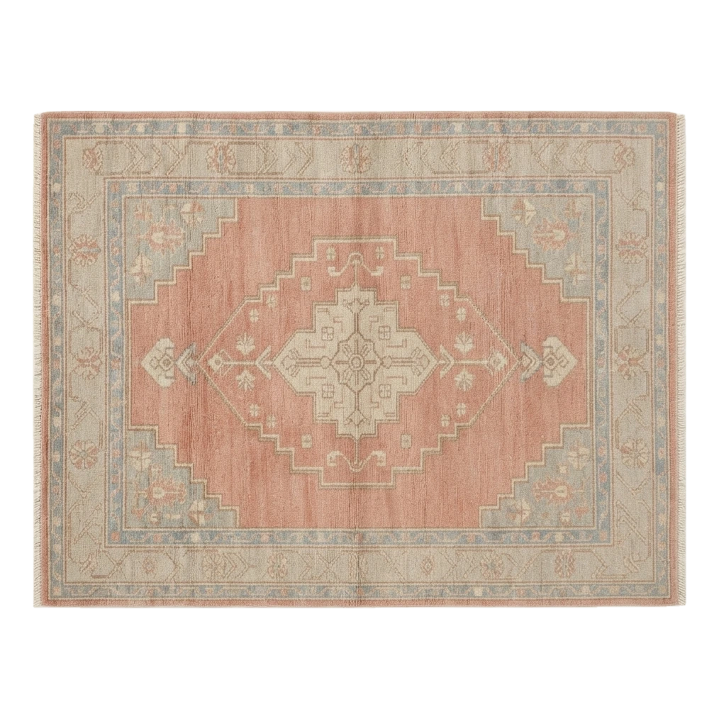 Faded Coral Anatolia Hand Knotted Rug