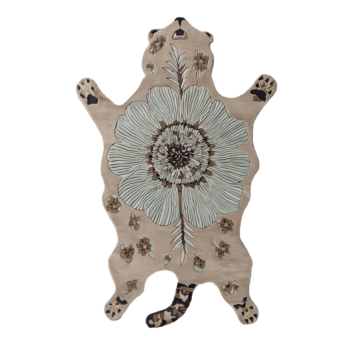 Flower on Animal Silhouette Hand Tufted Wool Rug 