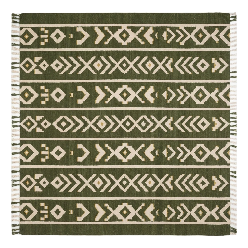 Forest Arrow Procession Flatweave Cotton Dhurrie Rug - alternate view