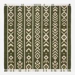 Forest Arrow Procession Flatweave Cotton Dhurrie Rug - studio photo