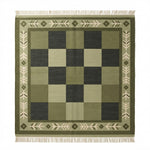 Forest Checkerboard Arrow Flatweave Cotton Dhurrie Rug - studio photo