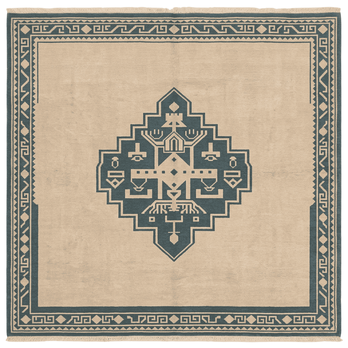 Fortress Grid Hand Knotted Rug