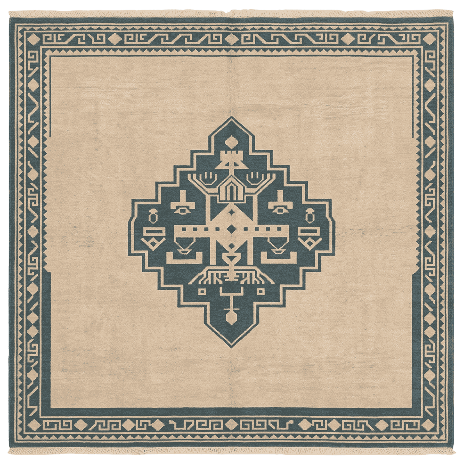 Fortress Grid Hand Knotted Rug