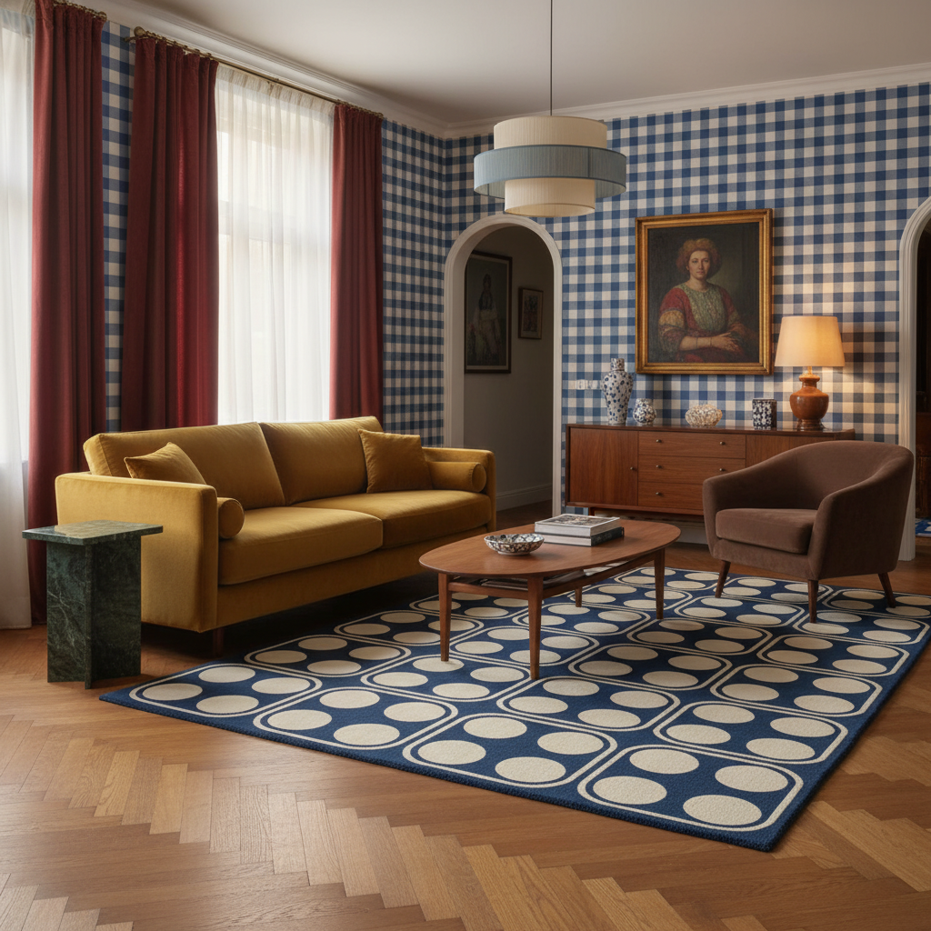 Four on a Dice Square Hand Tufted Wool Rug