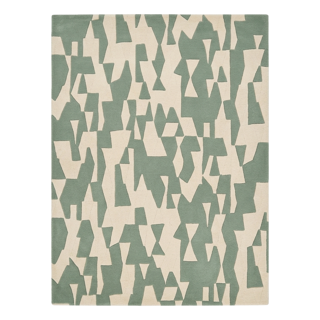 Fractured Green Glass Hand Tufted Wool Rug