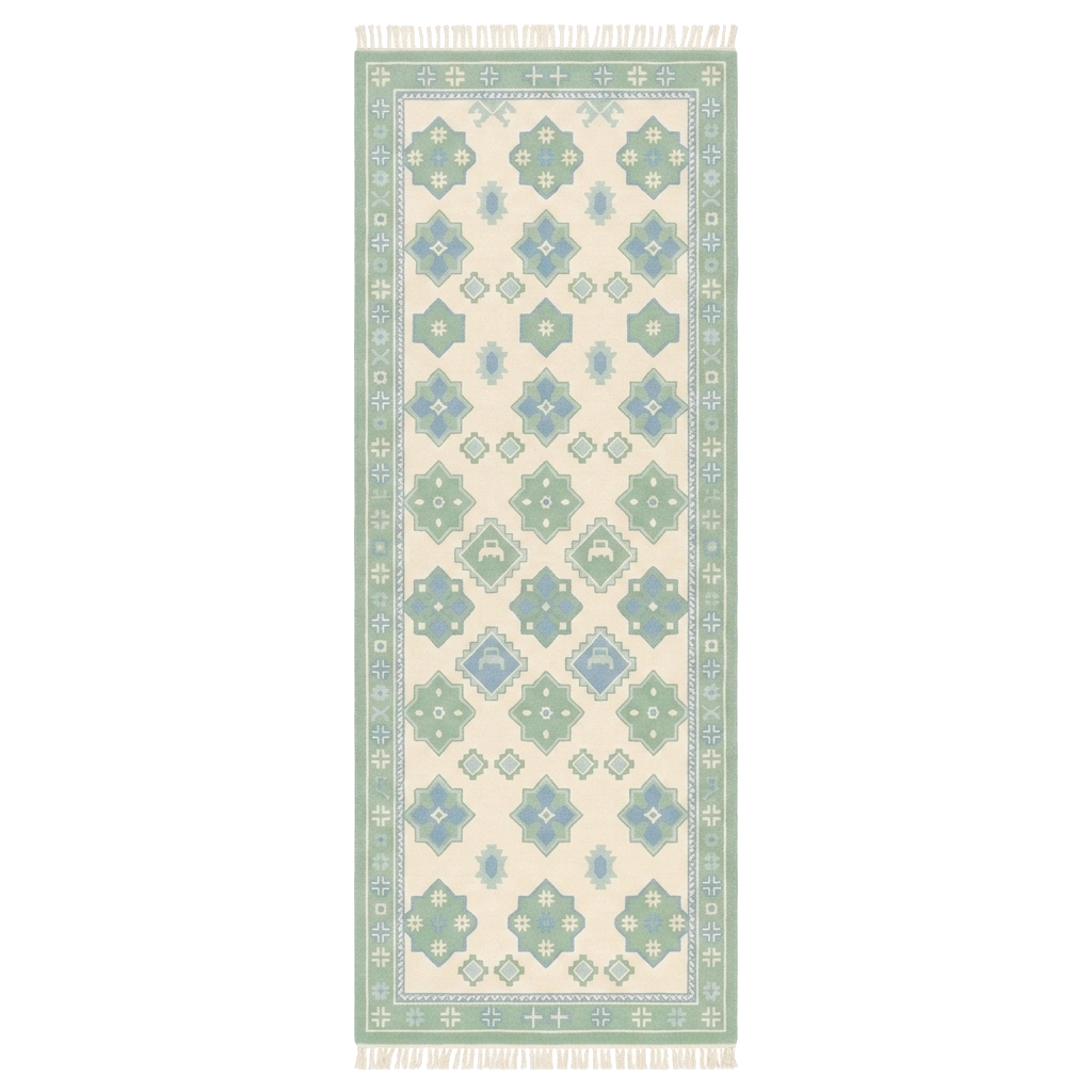 Freya Geometric Hand Knotted Runner Rug