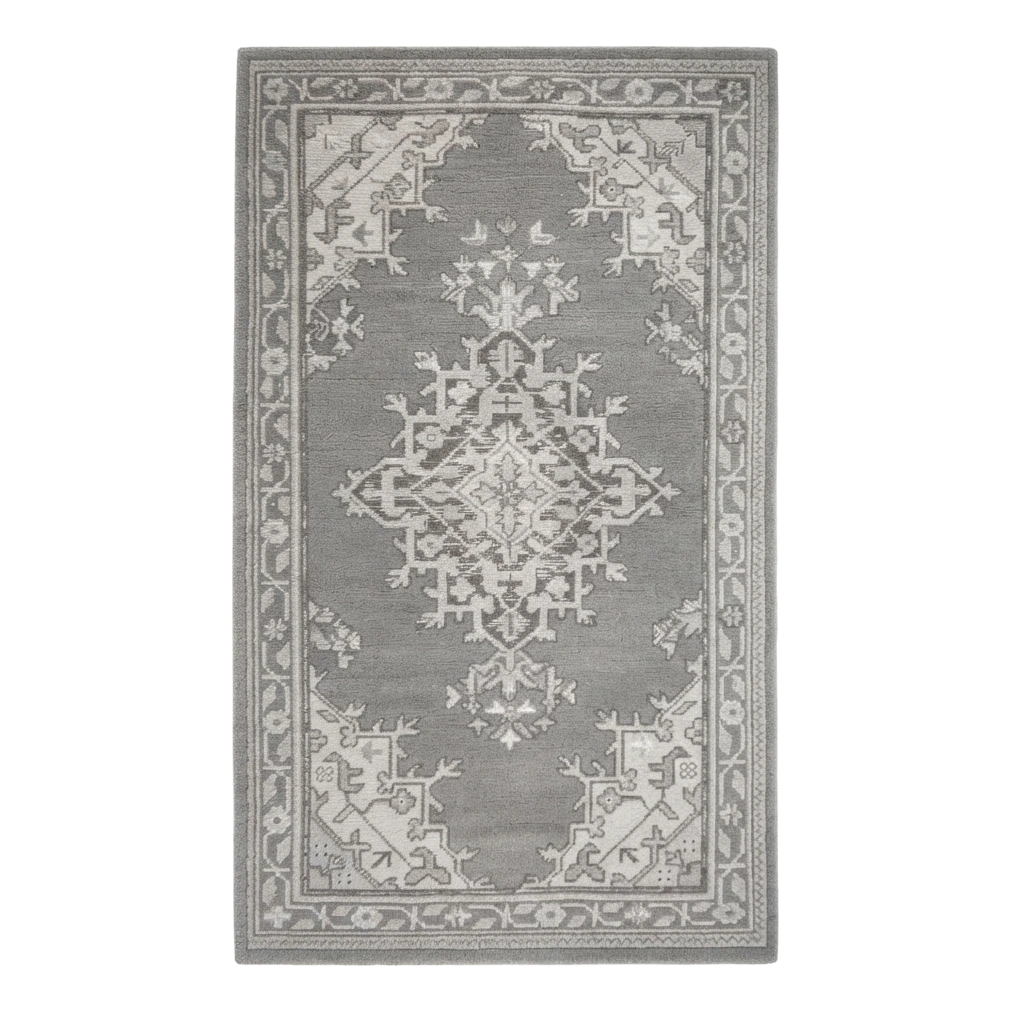 Frosted Slate Medallion Hand Tufted Runner Rug - alternate view