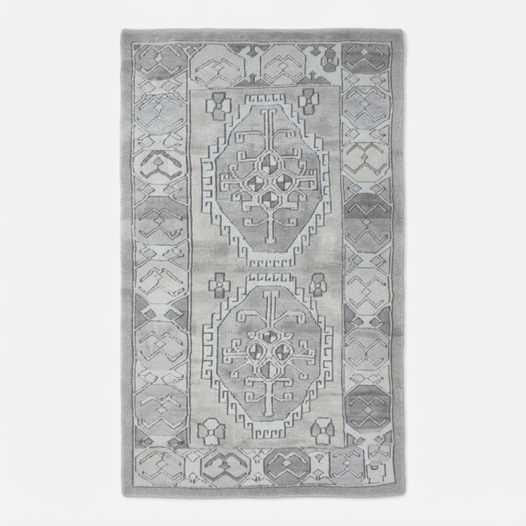 Frosted Tribal Echo Hand Tufted Wool Rug - studio photo