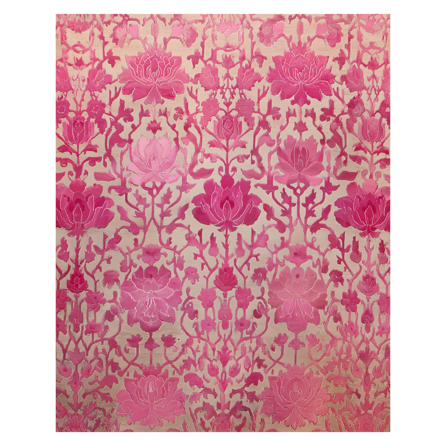 Fuchsia Peony Damask Hand Tufted Viscose Rug