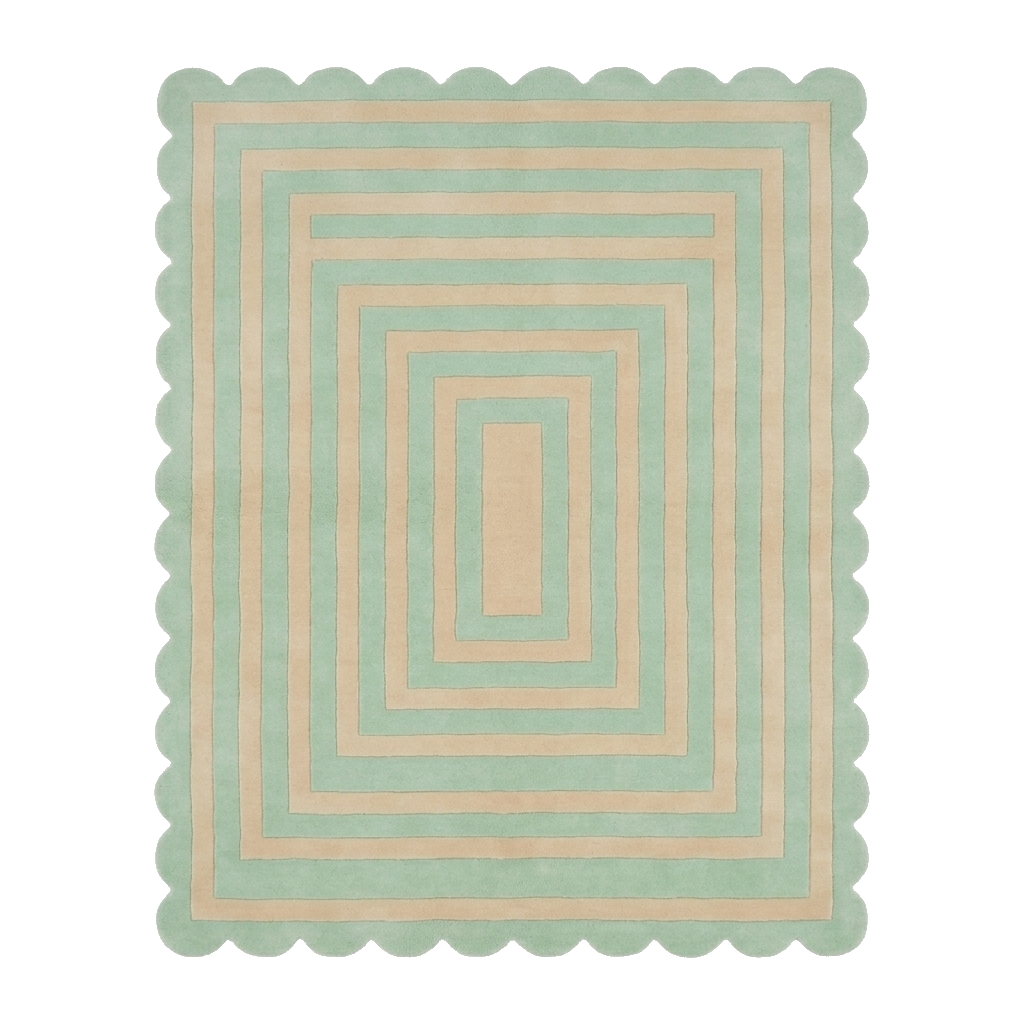 Geometric Frame Ripple Hand Tufted Wool Rug