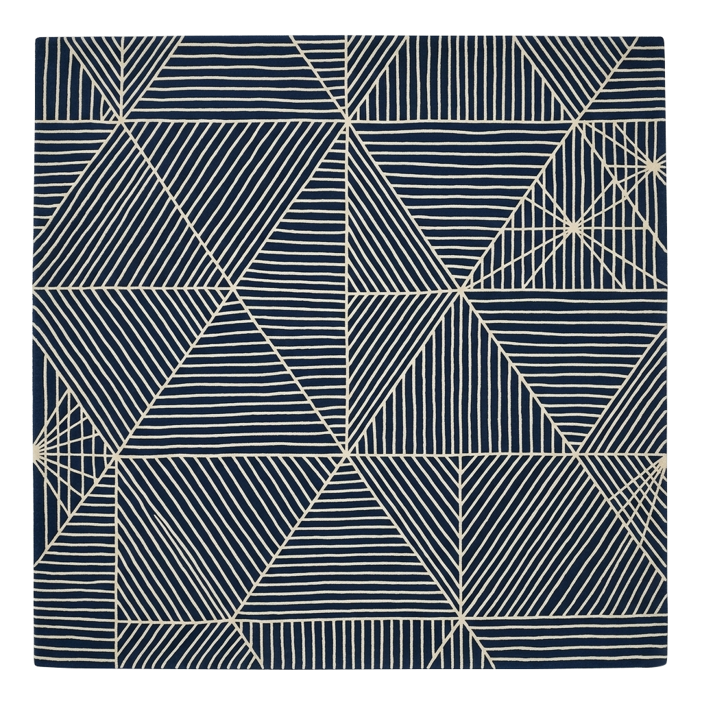 Geometric Grid Square Square Hand Tufted Wool Rug
