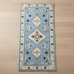 Glacier Kazak Path Hand Tufted Runner Rug - studio photo
