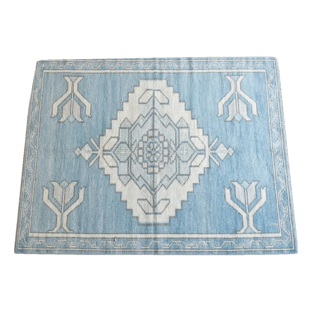 Glacier Tulip Medallion Hand Knotted Rug