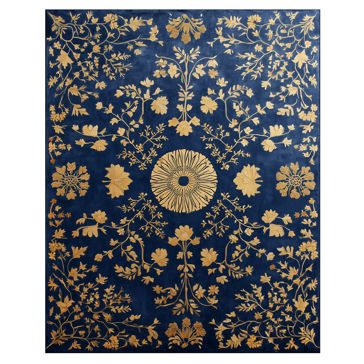 Gold Flora Midnight Hand Tufted Viscose Rug