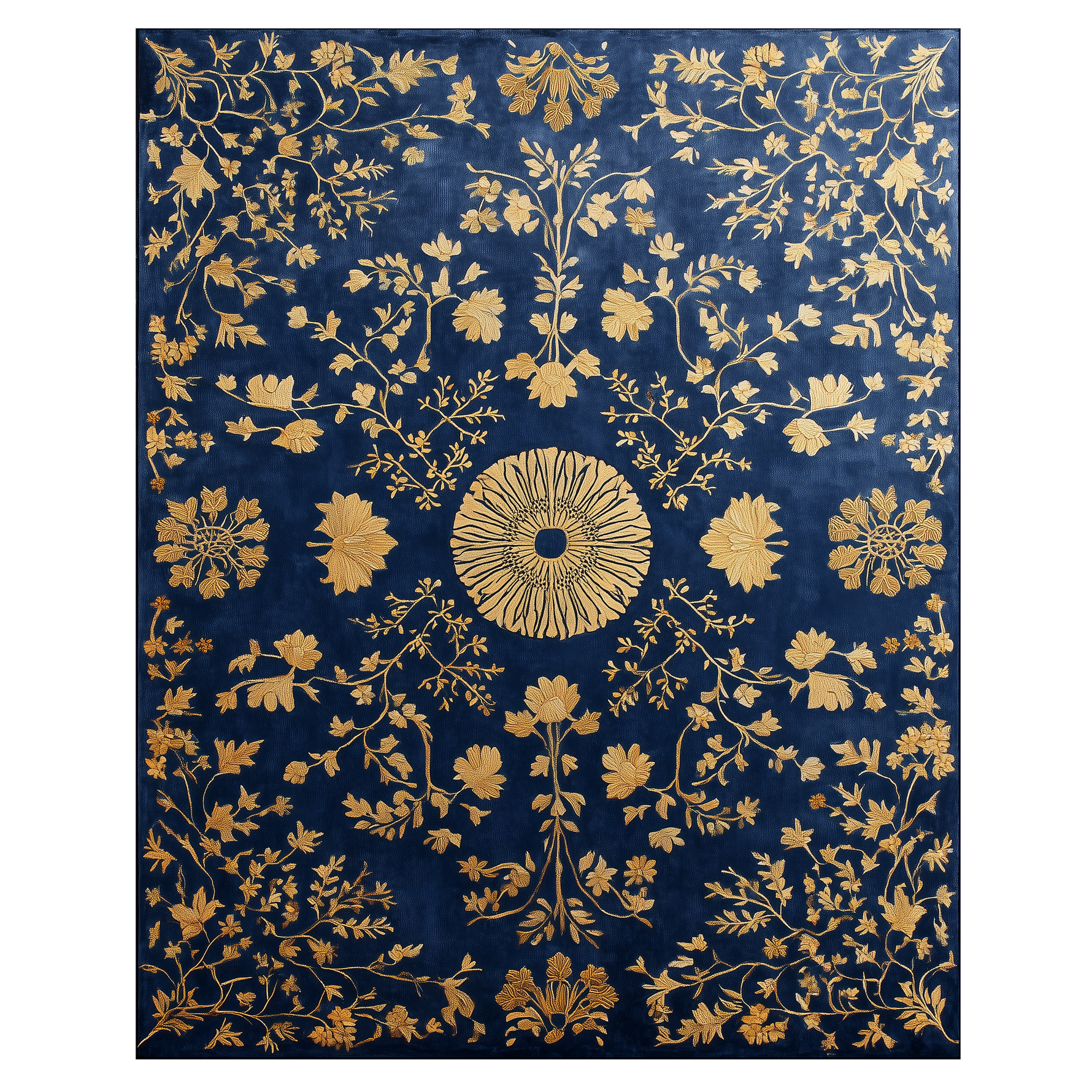 Gold Flora Midnight Hand Tufted Viscose Rug
