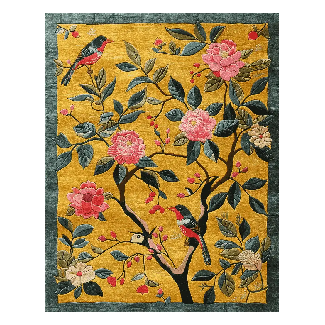 Golden Garden Bloom Hand Tufted Rug