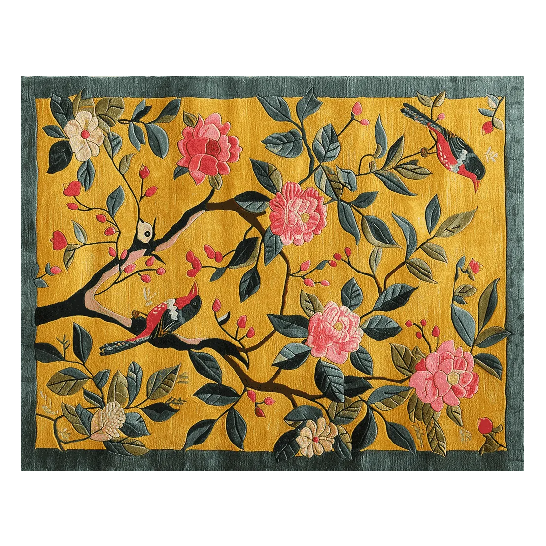 Golden Garden Bloom Hand Tufted Rug