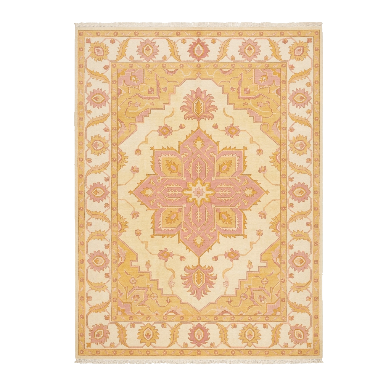 Golden Stepped Blossom Hand Knotted Rug