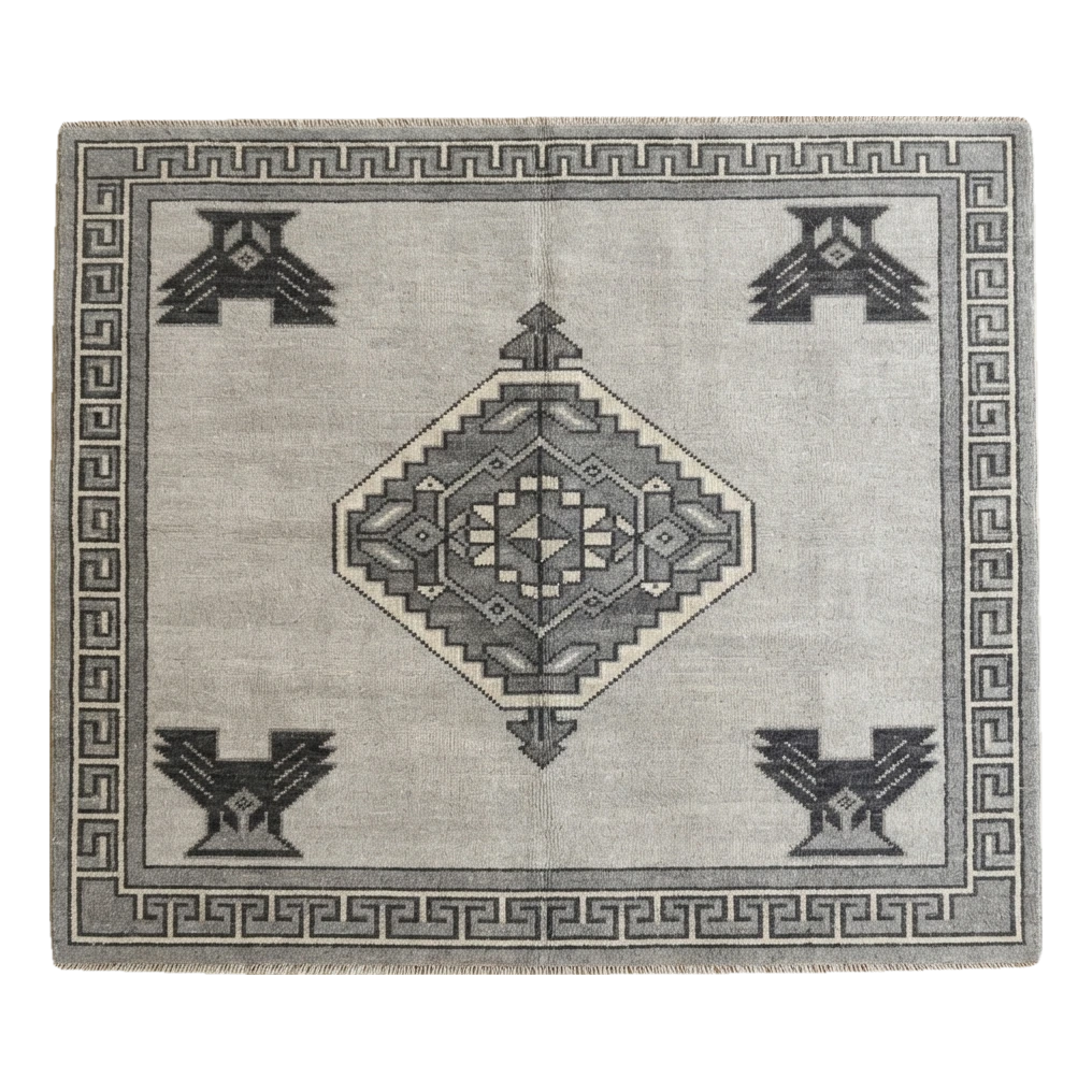Graphite Eagle Diamond Hand Knotted Rug