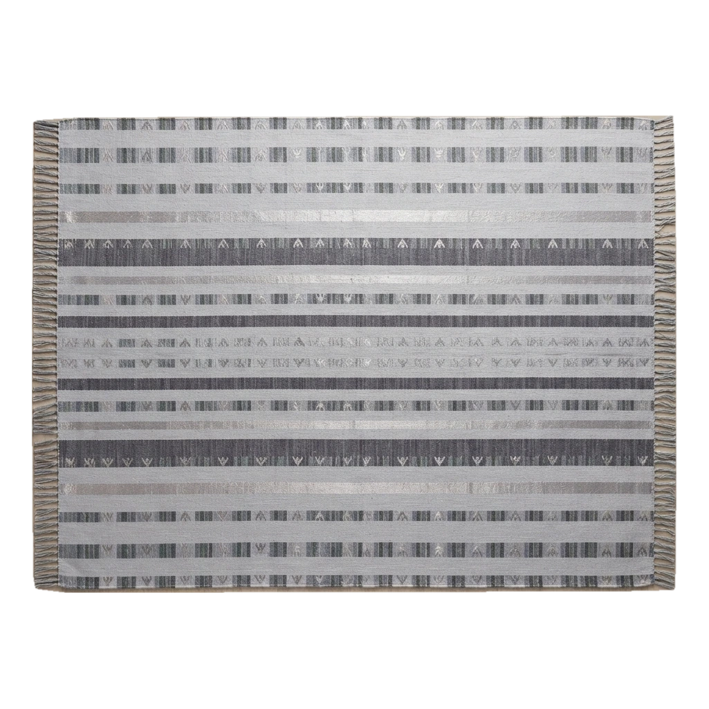 Graphite Rain Stripes Flatweave Cotton Dhurrie Rug - alternate view